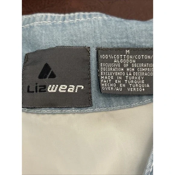 Liz wear Liz Claiborne Denim Western Vest Size M Blue Floral Patchwork Button - Picture 9 of 15